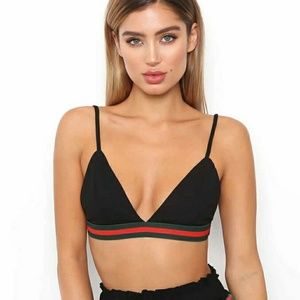 Black Spaghetti Strap Bikini Bralette Crop Top